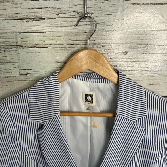 Anne Klein blue striped  blazer size small - Picture 5 of 9